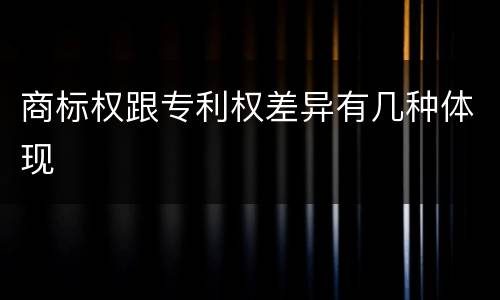 商标权跟专利权差异有几种体现