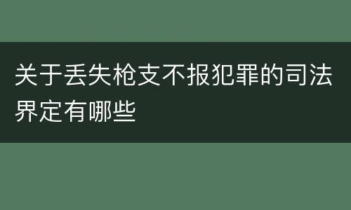 关于丢失枪支不报犯罪的司法界定有哪些