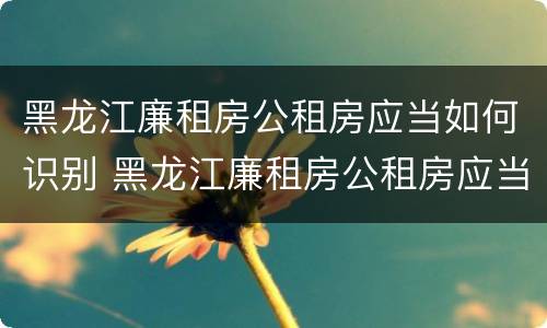 黑龙江廉租房公租房应当如何识别 黑龙江廉租房公租房应当如何识别房源
