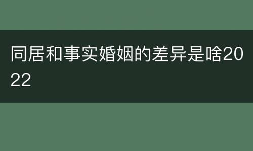 同居和事实婚姻的差异是啥2022