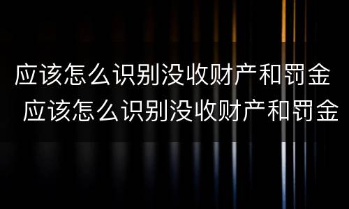 应该怎么识别没收财产和罚金 应该怎么识别没收财产和罚金的人