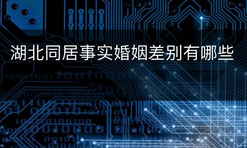 湖北同居事实婚姻差别有哪些