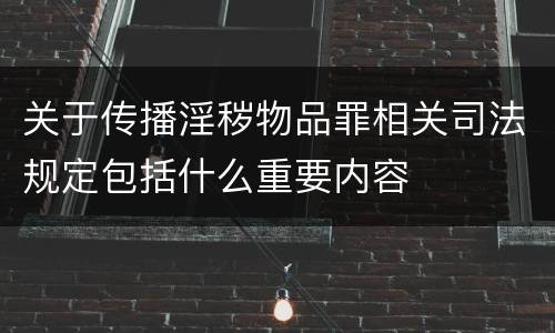 关于传播淫秽物品罪相关司法规定包括什么重要内容