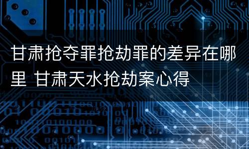 甘肃抢夺罪抢劫罪的差异在哪里 甘肃天水抢劫案心得