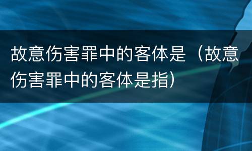故意伤害罪中的客体是（故意伤害罪中的客体是指）