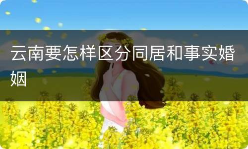 云南要怎样区分同居和事实婚姻