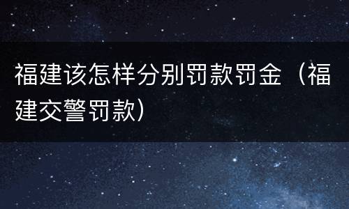 福建该怎样分别罚款罚金（福建交警罚款）