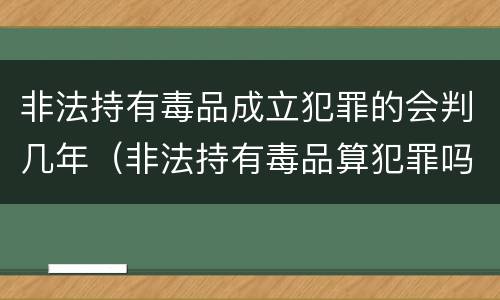 非法持有毒品成立犯罪的会判几年（非法持有毒品算犯罪吗）