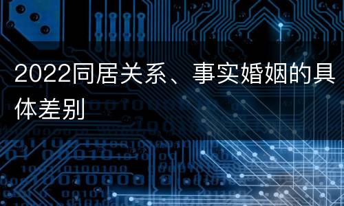 2022同居关系、事实婚姻的具体差别
