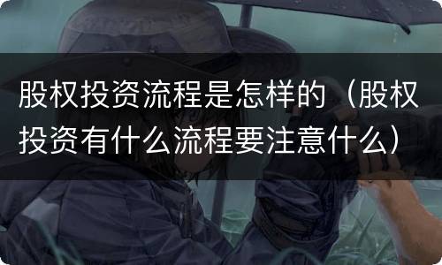股权投资流程是怎样的（股权投资有什么流程要注意什么）