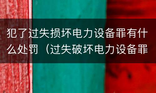 犯了过失损坏电力设备罪有什么处罚（过失破坏电力设备罪追诉标准）