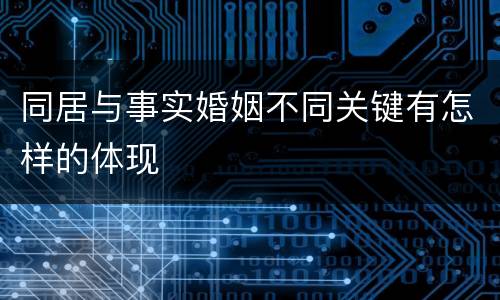 同居与事实婚姻不同关键有怎样的体现