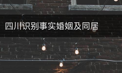 四川识别事实婚姻及同居