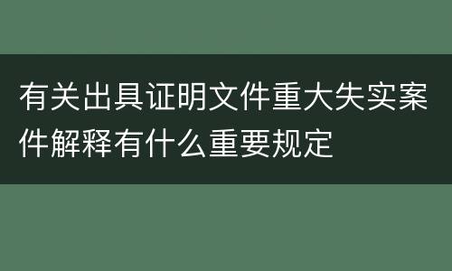 有关出具证明文件重大失实案件解释有什么重要规定