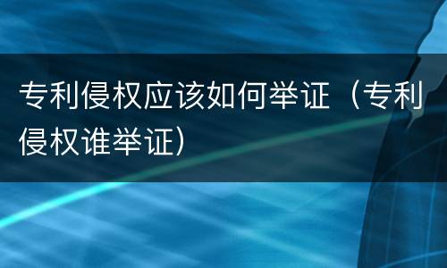 专利侵权应该如何举证（专利侵权谁举证）
