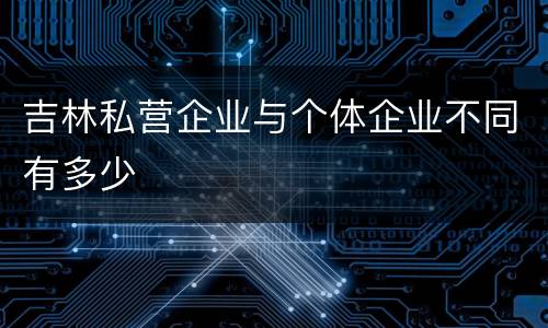 吉林私营企业与个体企业不同有多少