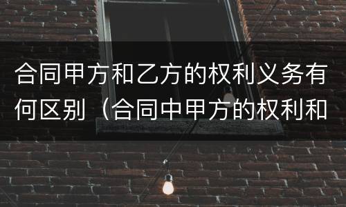 合同甲方和乙方的权利义务有何区别（合同中甲方的权利和义务）
