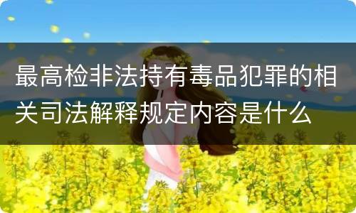 最高检非法持有毒品犯罪的相关司法解释规定内容是什么