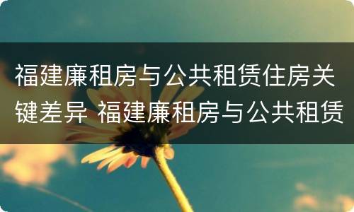 福建廉租房与公共租赁住房关键差异 福建廉租房与公共租赁住房关键差异是什么