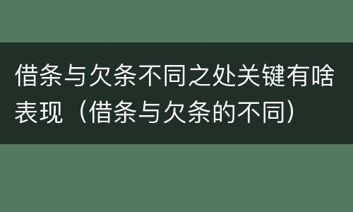 借条与欠条不同之处关键有啥表现（借条与欠条的不同）