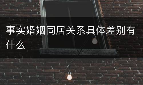 事实婚姻同居关系具体差别有什么