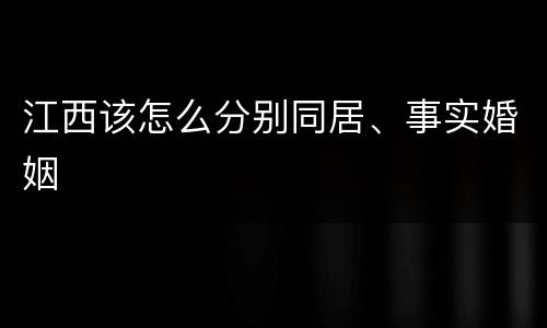 江西该怎么分别同居、事实婚姻