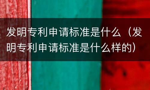 发明专利申请标准是什么（发明专利申请标准是什么样的）