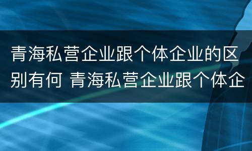 青海私营企业跟个体企业的区别有何 青海私营企业跟个体企业的区别有何联系