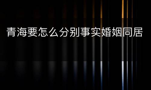 青海要怎么分别事实婚姻同居