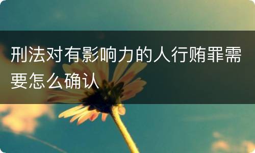 刑法对有影响力的人行贿罪需要怎么确认