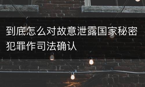 到底怎么对故意泄露国家秘密犯罪作司法确认
