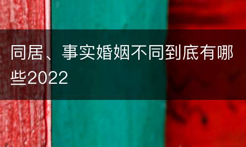 同居、事实婚姻不同到底有哪些2022