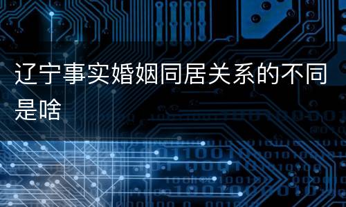 辽宁事实婚姻同居关系的不同是啥