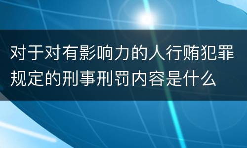 对于对有影响力的人行贿犯罪规定的刑事刑罚内容是什么