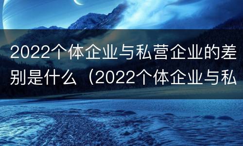 2022个体企业与私营企业的差别是什么（2022个体企业与私营企业的差别是什么意思）