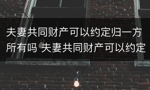 夫妻共同财产可以约定归一方所有吗 夫妻共同财产可以约定归一方所有吗法律