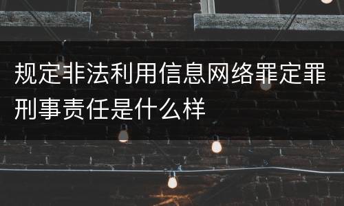规定非法利用信息网络罪定罪刑事责任是什么样