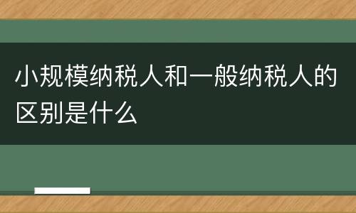 小规模纳税人和一般纳税人的区别是什么