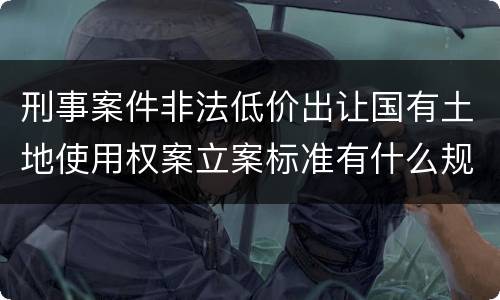 刑事案件非法低价出让国有土地使用权案立案标准有什么规定