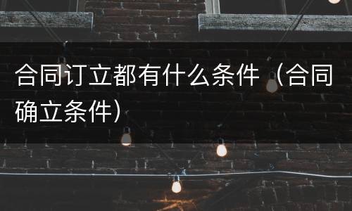 合同订立都有什么条件（合同确立条件）