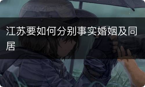 江苏要如何分别事实婚姻及同居