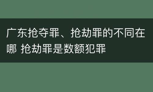 广东抢夺罪、抢劫罪的不同在哪 抢劫罪是数额犯罪