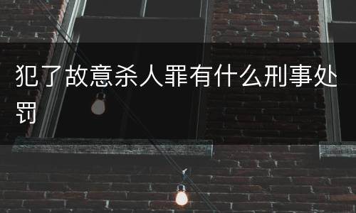 犯了故意杀人罪有什么刑事处罚