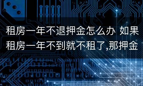 租房一年不退押金怎么办 如果租房一年不到就不租了,那押金有退的吗