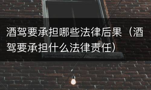 酒驾要承担哪些法律后果（酒驾要承担什么法律责任）