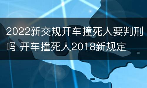 2022新交规开车撞死人要判刑吗 开车撞死人2018新规定