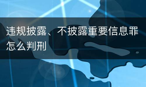 违规披露、不披露重要信息罪怎么判刑