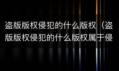 盗版版权侵犯的什么版权（盗版版权侵犯的什么版权属于侵权）