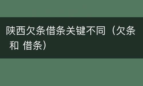 陕西欠条借条关键不同（欠条 和 借条）