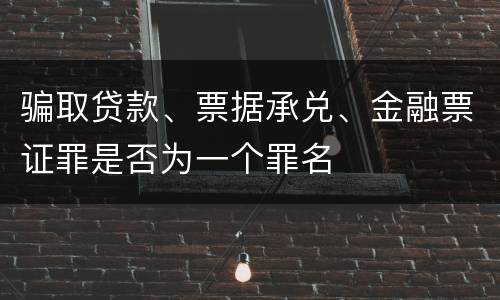 骗取贷款、票据承兑、金融票证罪是否为一个罪名